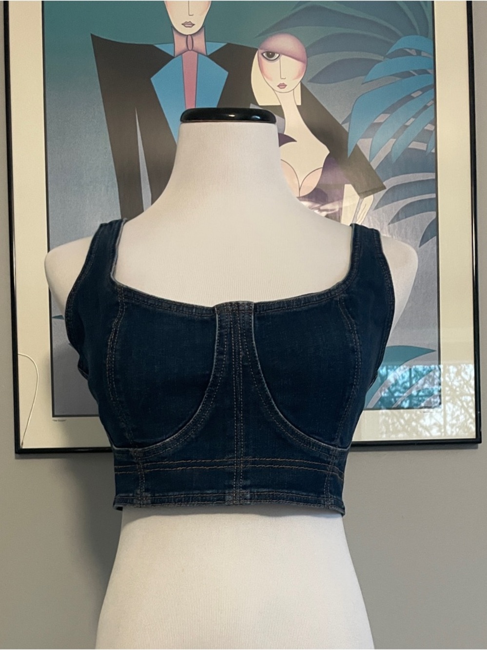 Express Dark Indigo Denim Crop Tank Top NWT